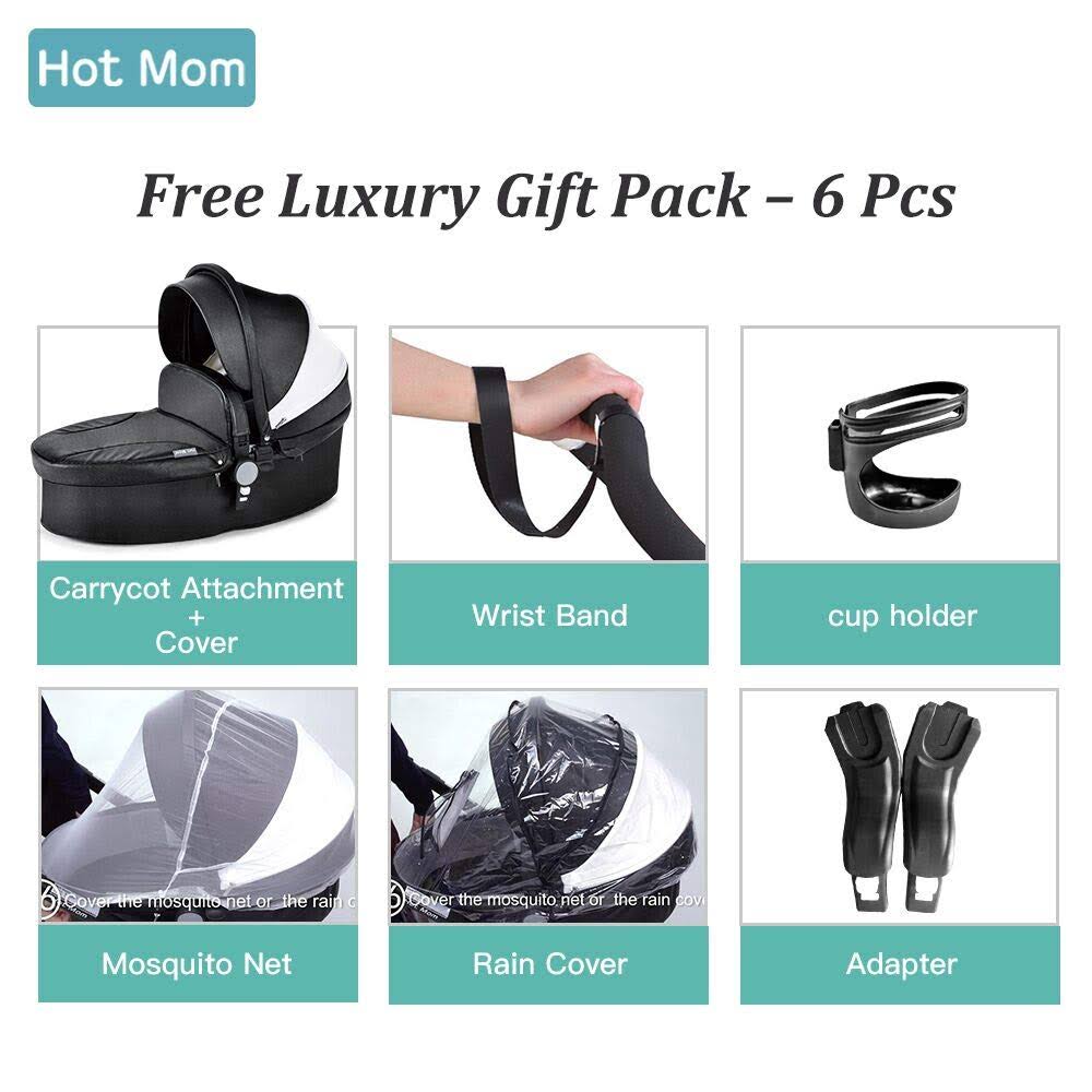 Hot Mom Baby Stroller 2020, Carriage with Bassinet Combo,Black