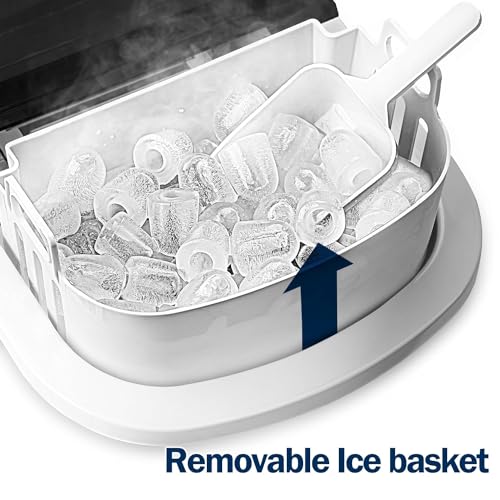 EUHOMY Nugget Ice Maker Countertop with Handle, Ready in 6 Mins, 34lbs Per Day, Removable Top Cover, Auto-Cleaning