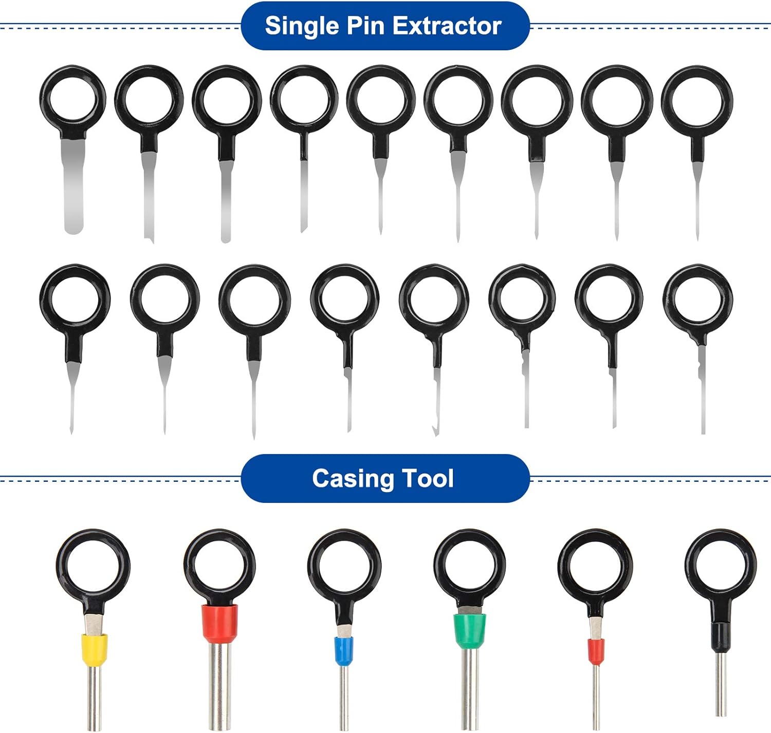 73 Pcs Terminal Removal Tool Kit Terminal Pin Extractor Wire Connector Pin Release Key Tool Set Extractor Puller Repair Remover for Car