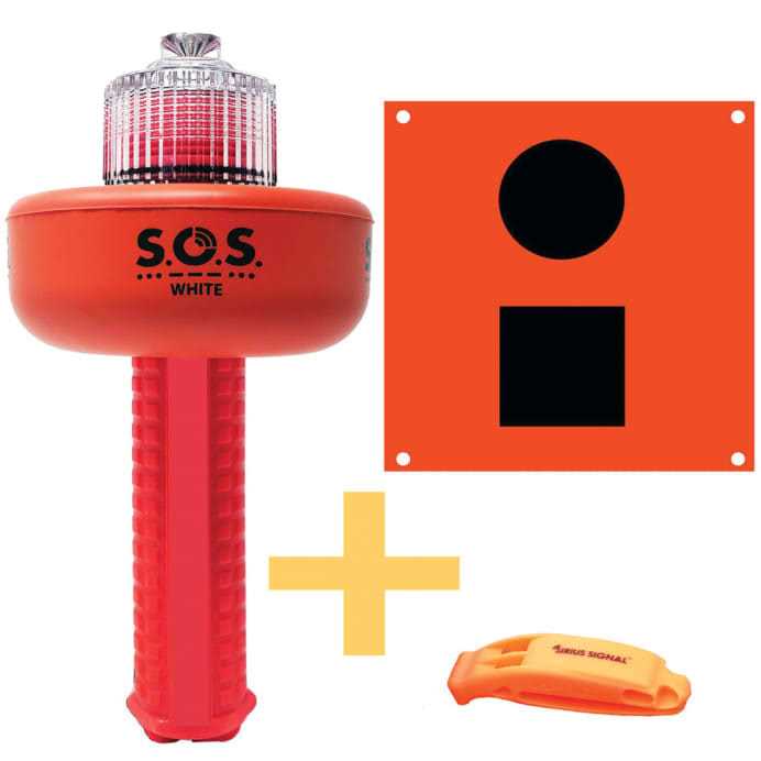 Sirius Signal C-1003 SOS LED Flare Electronic Visual Distress Signal Kit with Daytime Distress Flag and Whistle - Sports Supplies Online Store