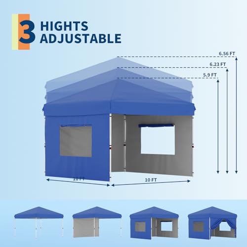 10x20 Pop Up Canopy - Easy Up Camping Tent with One Roller Bag, 3 Adjustable Height, 4 Weight Bags for Deck, Garden, Sports, Beach, Party - White