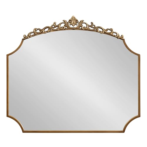 Kate and Laurel Arendahl Ornate Traditional Arched Scallop Mirror, 24 x 36, Antique Gold