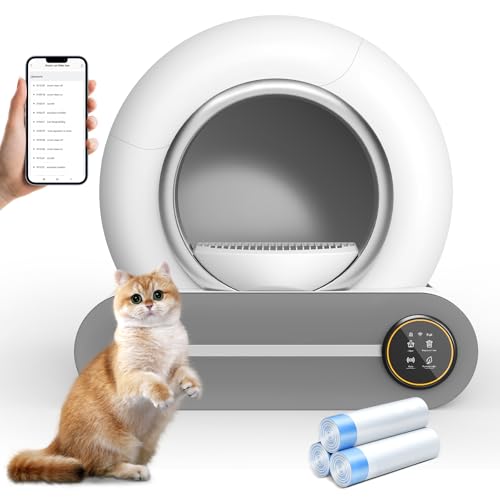 Self Cleaning Cat Litter Box, 65L+ 9 L Extra Large Robot Automatic Litter Box for Multiple Cats, APP Control