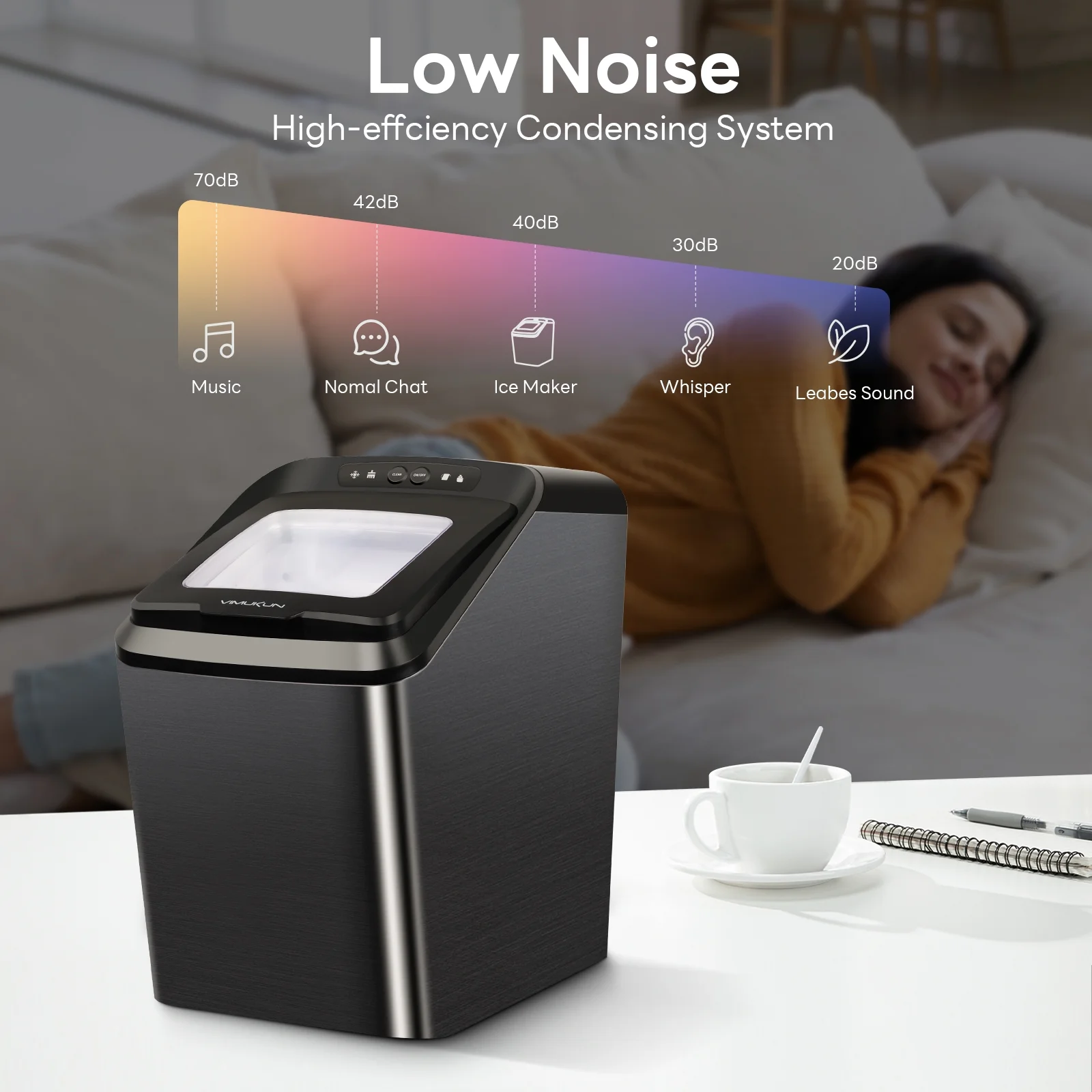 Ice Makers Countertop, Nugget Ice Maker Countertop, 30Lbs Per Day, Portable Pebble Ice Machine, Self-Cleaning