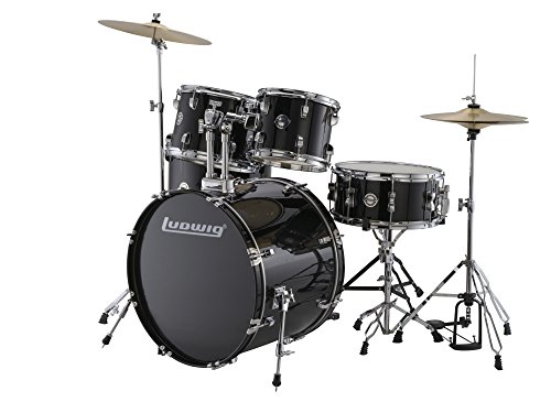 New Ludwig LC170 Accent Fusion Complete 5 Piece Drum Set Kit with Hardware & Cymbals (Black)