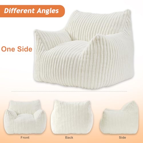 Giant Bean Bag Chairs for Adults with Filling Plush Fluffy Bean Bag Chairs for Teens with Armrests Comfy BeanBag Lazy Couch Sofa Chair for Bedroom