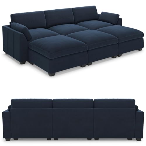 Belffin Extra Large Modular Sectional Sofa,106.3" 4-Seater L Shaped Couch,Velvet Convertible Sectional Couches for Living Room