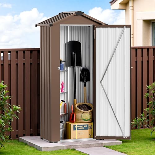 NicBex 6×5 Resin Outdoor Storage Shed with Floor & Window– All-Weather Lockable Small Tool Shed