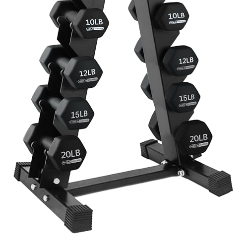 HolaHatha Neoprene Dumbbell Free Hand Weight Set with Rack, Ideal for Home Exercises to Gain Tone and Definition