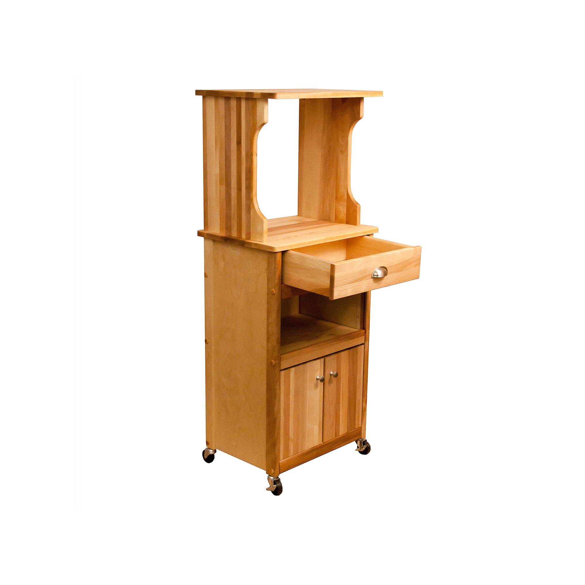 Catskill Craftsmen 51570 Hutch Top Cart with Open Storage Microwave Cart, Natural