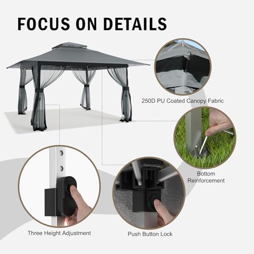 Outdoor Pop Up Gazebo 10x10 - Instant Canopy Tent with Mosquito Nettings