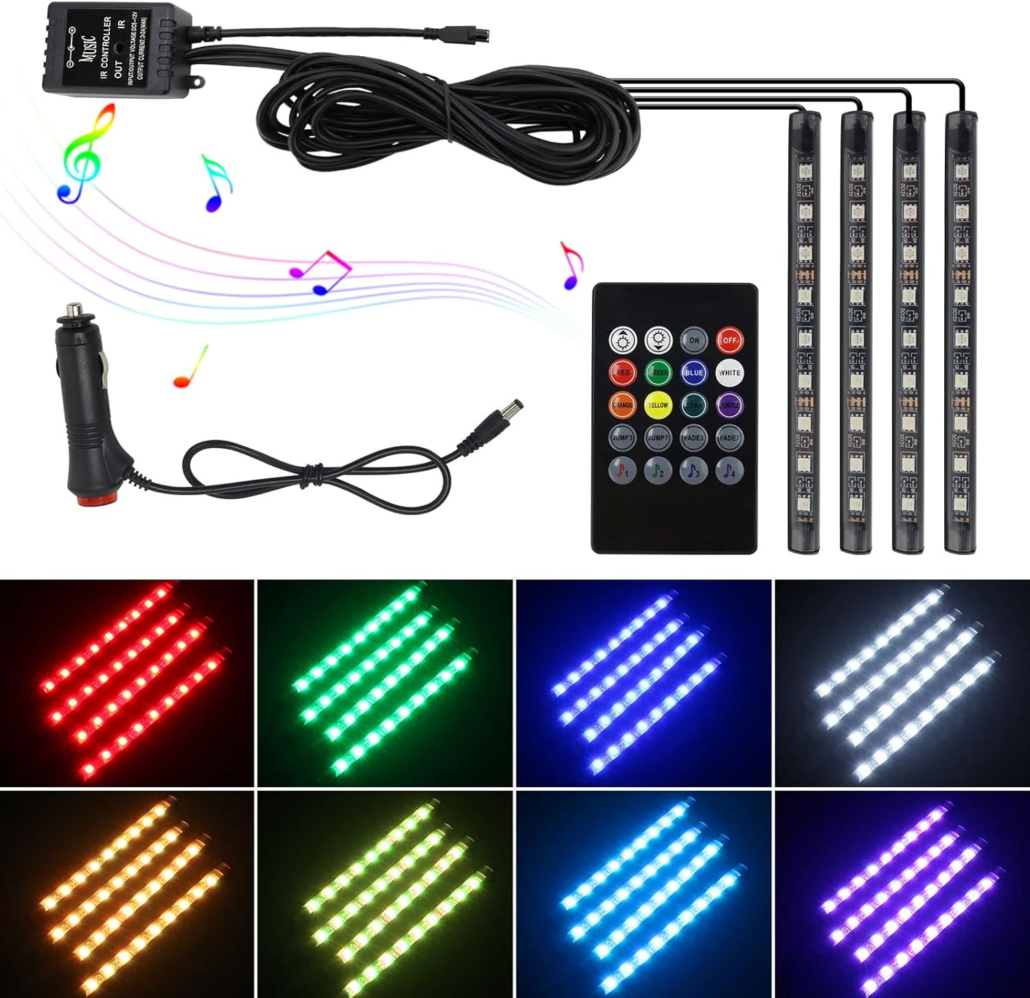 Interior Car Lights, WEBUPAR Car Accessories 10 in 1 Car LED Strip Lights with APP Control, 236 inches Fiber Optic