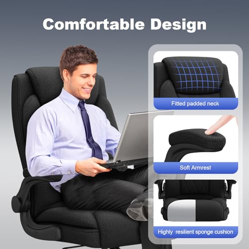 ralex-chair Big and Tall Fabric Office Chair -500 lb Heavy Duty Office Chair for Big Man, High Back Executive Office Desk Chair with 120&deg