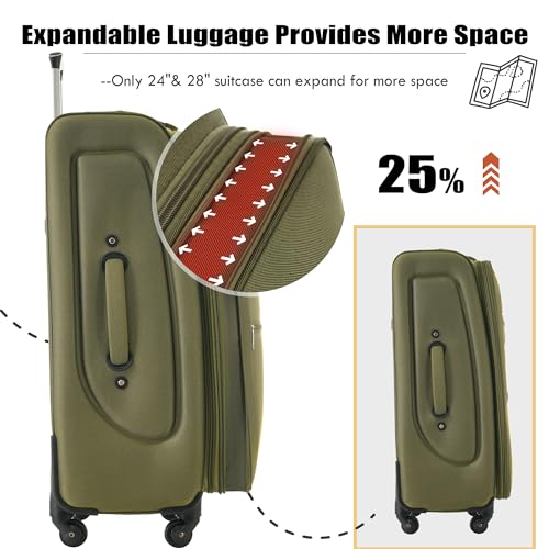 Merax Suitcase Set Softside 3-Piece Expandable Luggage with TSA Lock Spinner Wheels Lightweight Upright Luggage with Travel Bag(22/26/30 IN