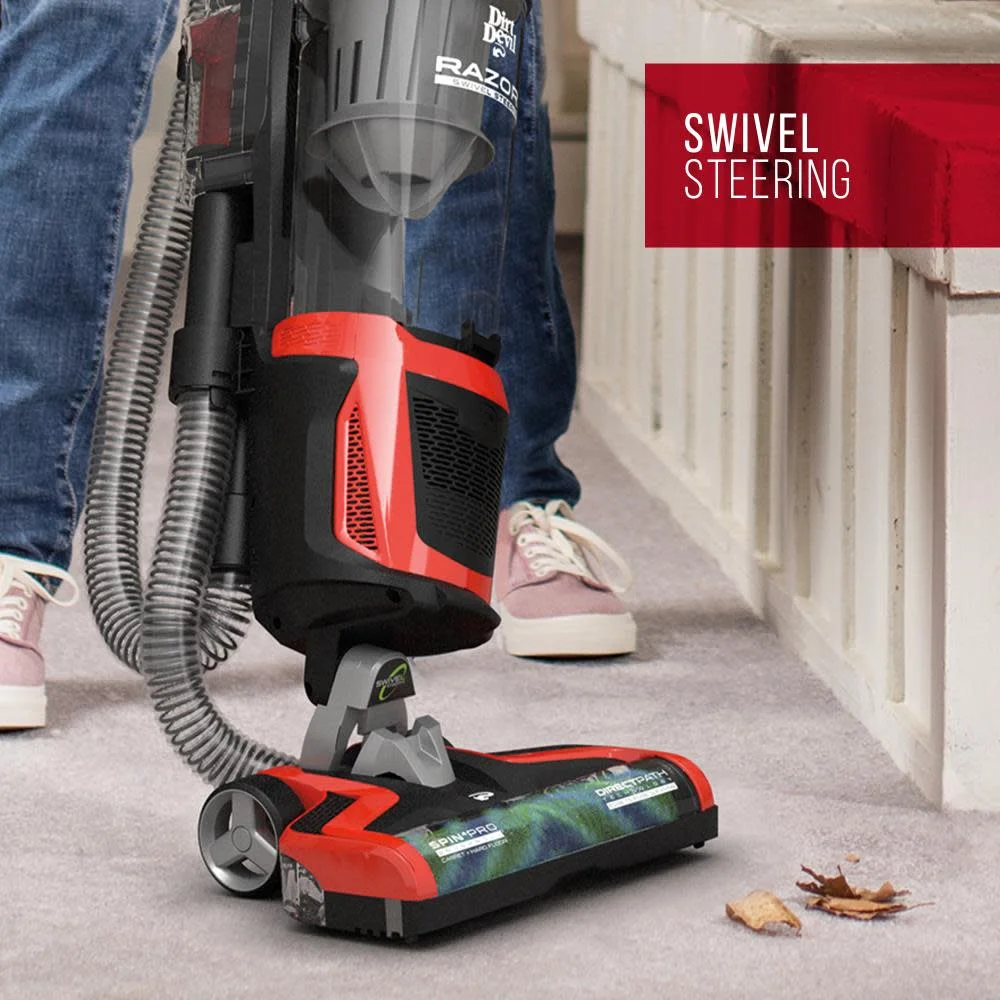 Dirt Devil UD70350B Razor Vac Bagless Multi Floor Corded Upright Vacuum Cleaner with Swivel Steering, Red