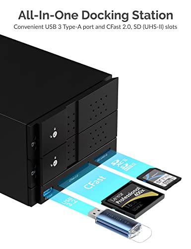 SABRENT USB 3.2 5-Bay 3.5” SATA Hard Drive Docking Station, Trayless Design, USB-C 10Gbps, Independent Power Switches, Locking Bays, Aluminum Cooling