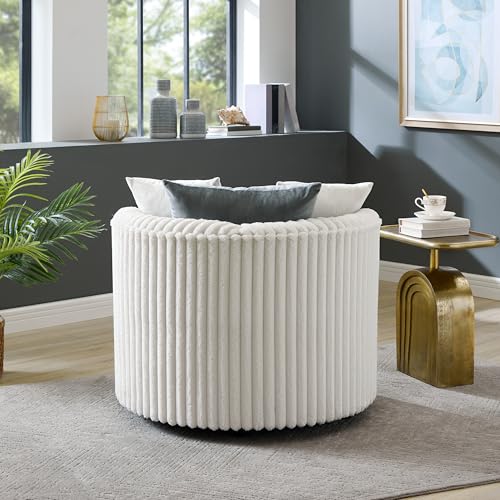 360 Swivel Accent Barrel Chair with Storage Ottoman & Headrest
