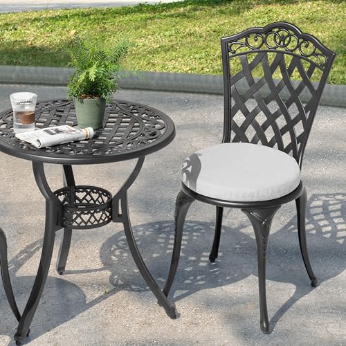 NUU GARDEN 3 Piece Bistro Set Outdoor, All Weather Cast Aluminum Patio Bistro Sets Patio Table and Chairs Set of 2 with Umbrella Hole for Yard