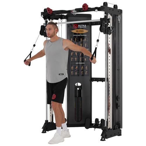 Altas Strength Folding Home Gym Smith Machine with Pulley System Gym Squat Rack Weight Bar Upper Body Strength Training Leg Developer Commercial