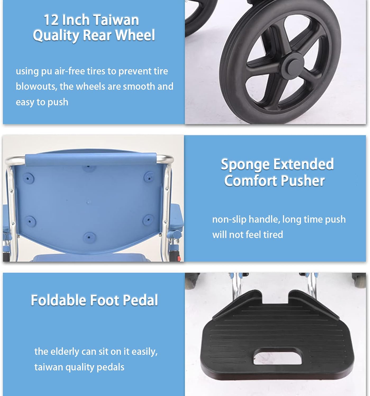 Shower Wheelchair, Commode Chair for Toilet with Arms Foldable, Commode Transport Chair with Wheels, Shower Wheelchair Commode