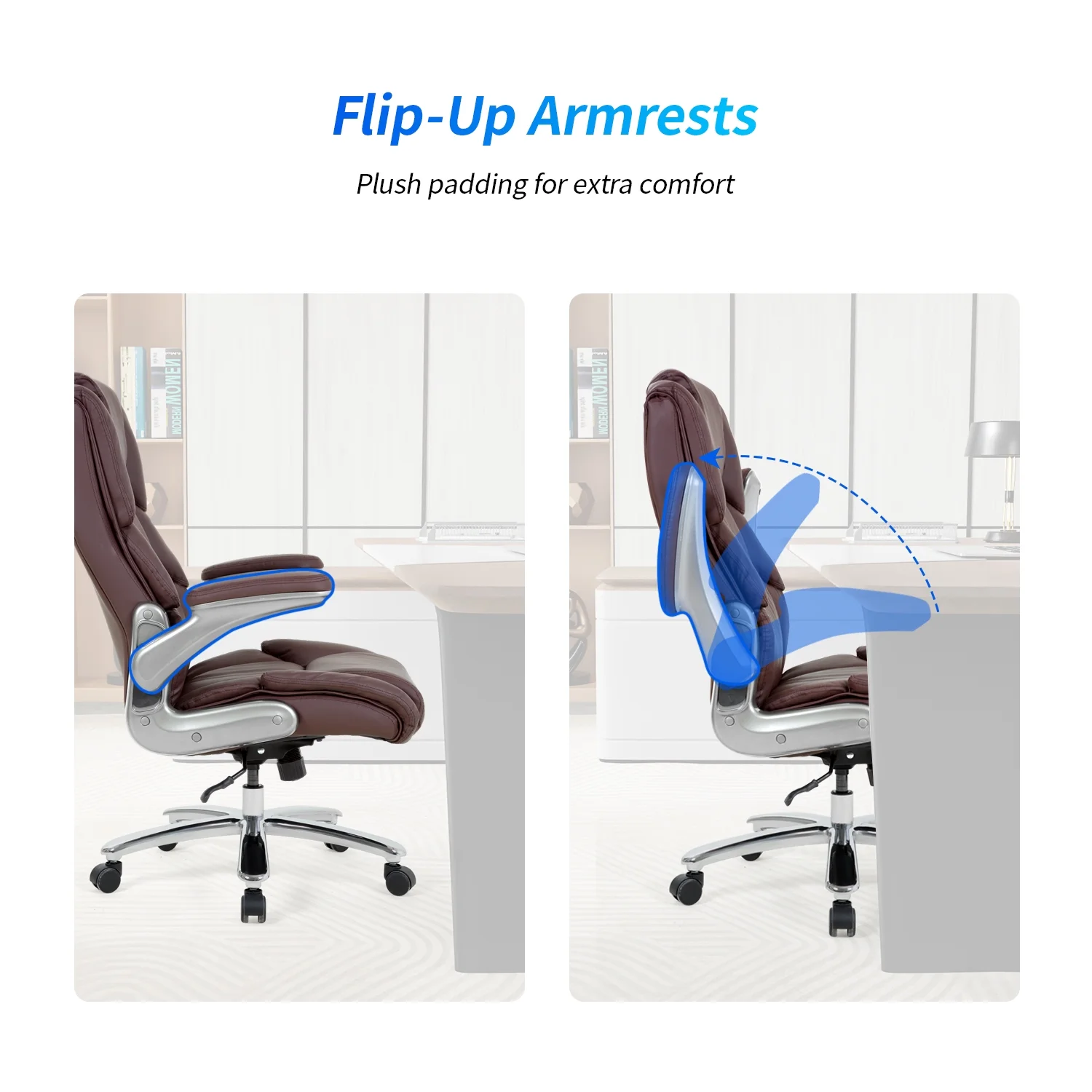PayLessHere Big and Tall Office Chair 400lbs Adjustable Executive Leather Desk Chair with Armrest Computer Desk Chair Rolling Swivel Computer Pu