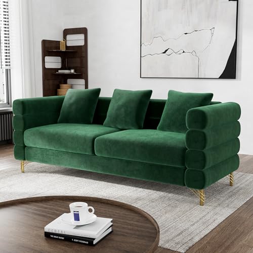 Cloud Couch for Living Room, 79" Modern Overstuffed Deep Seat Boucle Sherpa 3 Seater Sofa with 3 Pillows
