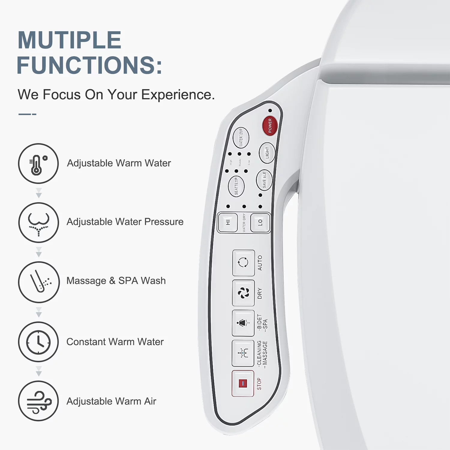 ZMJH ZMA102 Elongated Smart Toilet Seat, Unlimited Warm Water, Vortex Wash, Electronic Heated,Warm Air Dryer,Bidet Seat,Rear and Front Wash