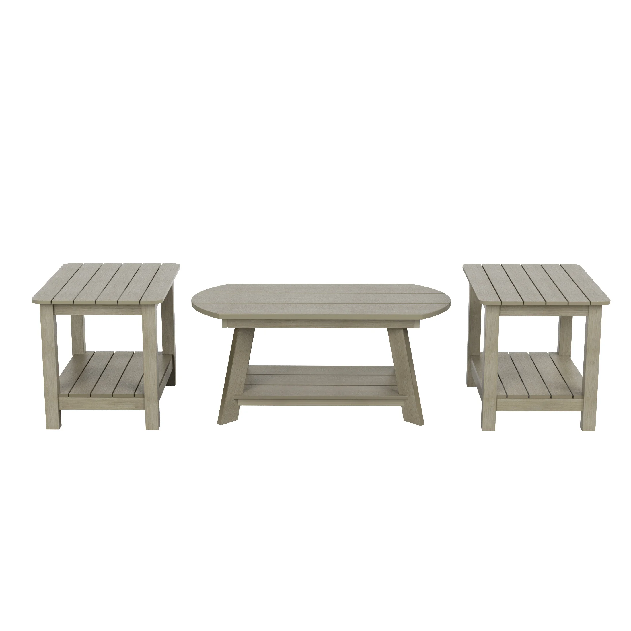 WestinTrends Tuscany 3-Piece HIPS Outdoor Adirondack Coffee Table and Two Side Table Set, Weathered Gray - Curated Treasures Market