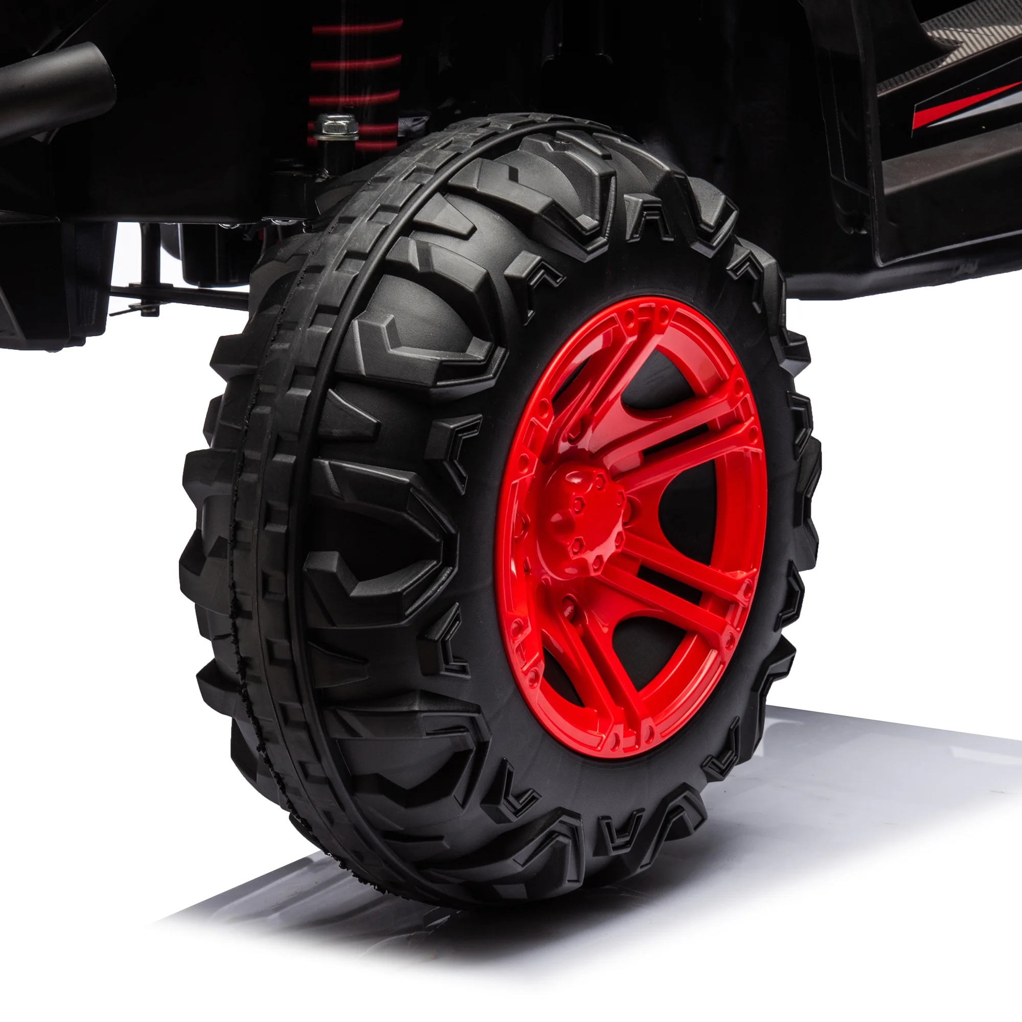 24V 2 Seater Ride on Car for Kids, 4 Wheel Drive Truck with Leather Seat and Remote Control, 24V Battery Powered Off-Road UTV Toy with LED Lights
