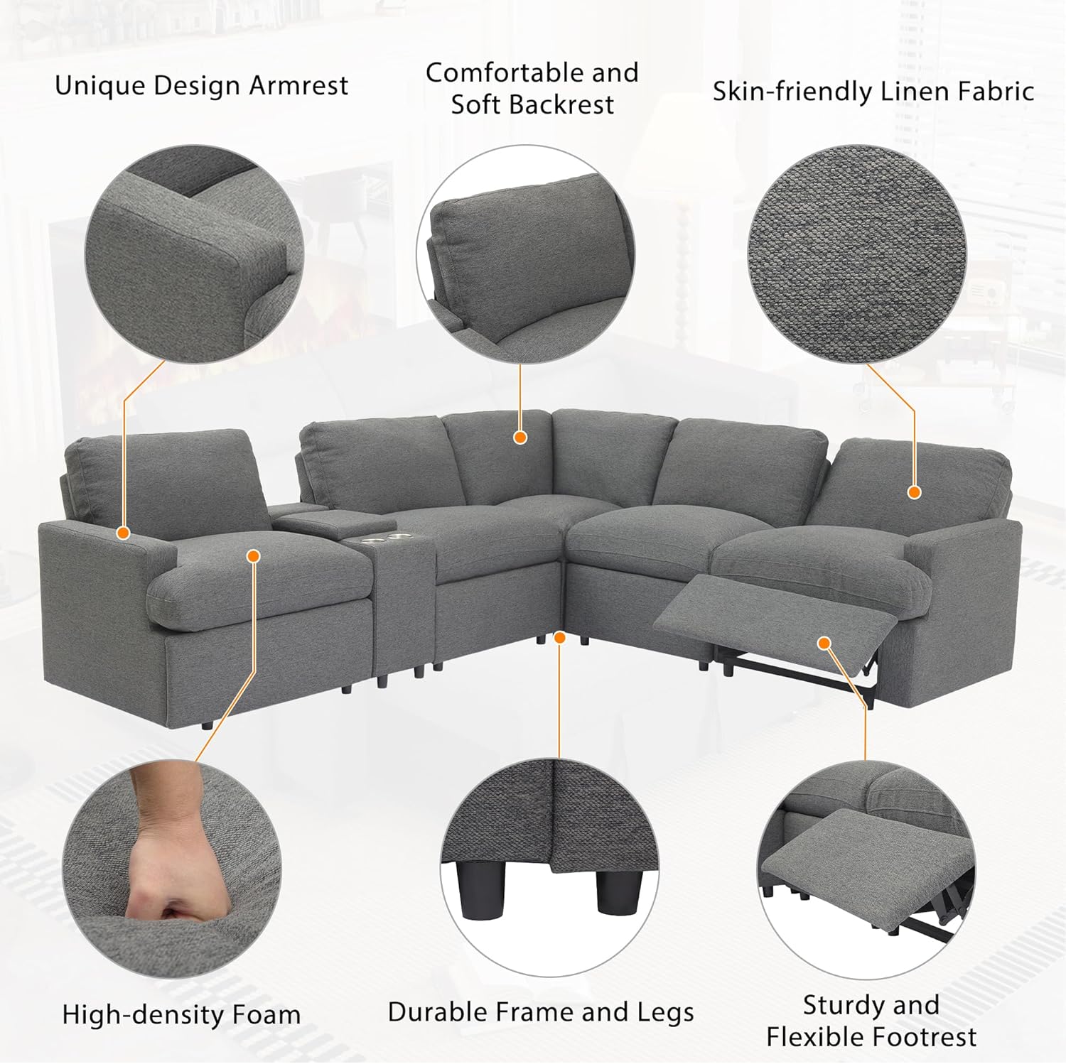 Merax 104'' L-shaped Power Recliner Sofa Couch, Modern Home Theater Reclining Sectional Corner Sofa with Storage Box, Cup Holders, USB Ports
