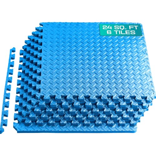 Yes4All 24SQFT-120SQFT Puzzle Exercise Mat for Home Gym, EVA Interlocking Foam Floor Tiles with Border for Workout Equipment