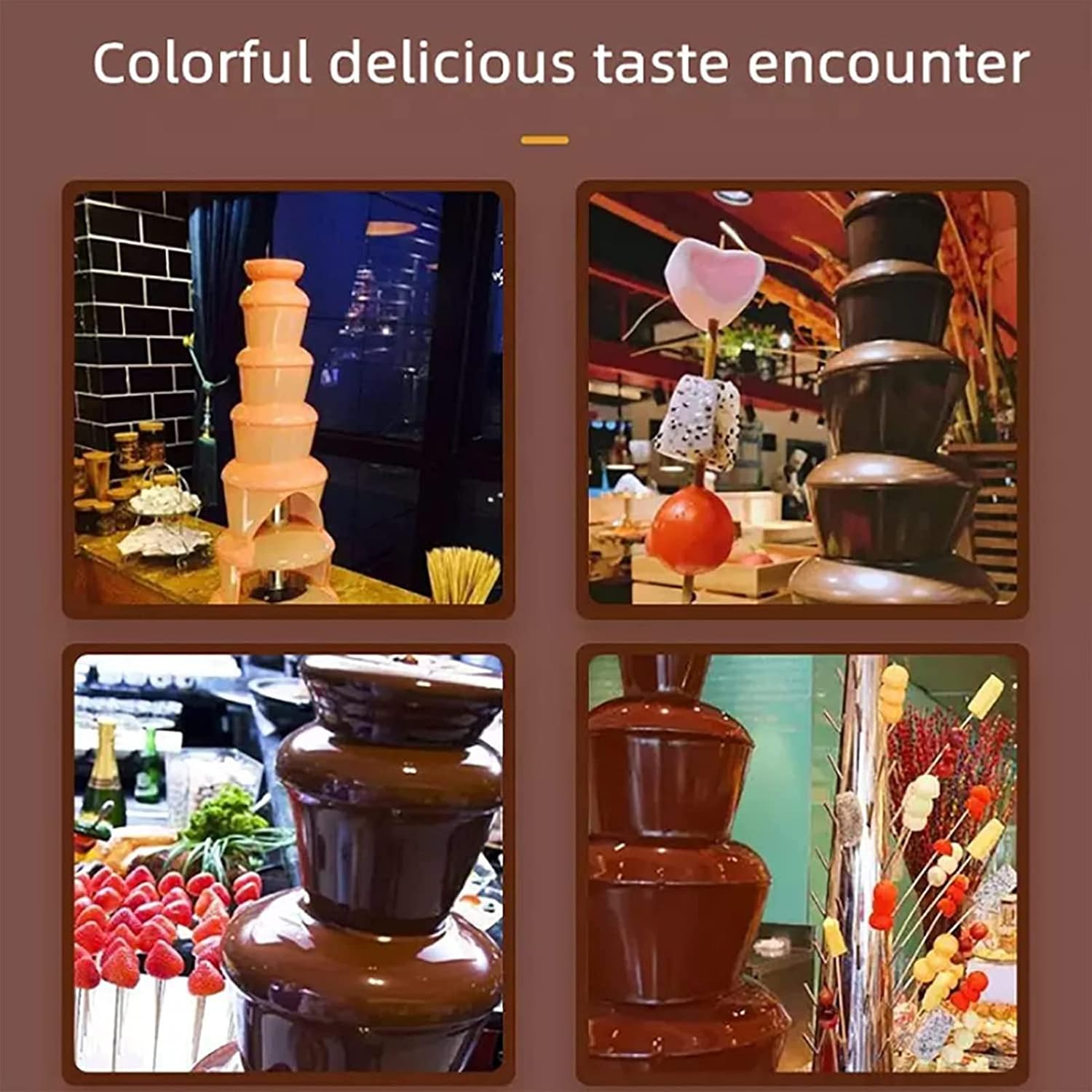 Electric Chocolate Fondue Fountain Machine, 5 Tiers Stainless Steel Chocolate Melting Machine, Adjustable Temperature 0-110°C