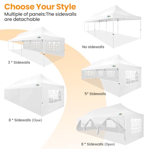 10x10 Pop Up Canopy Tent with 4 Sidewalls and Mesh Windows 2.0