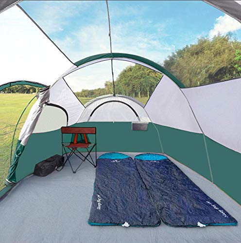 CAMPROS CP Tent 8 Person Camping Tents, Weather Resistant Family Tent, 5 Large Mesh Windows, Double Layer, Divided Curtain for Separated Room