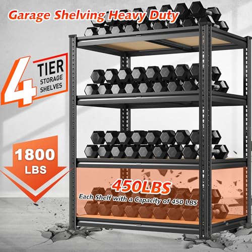REIBII 2250LBS Garage Shelving Heavy Duty Garage Storage Shelves 5-Tier Adjustable Metal Shelves for Storage Rack