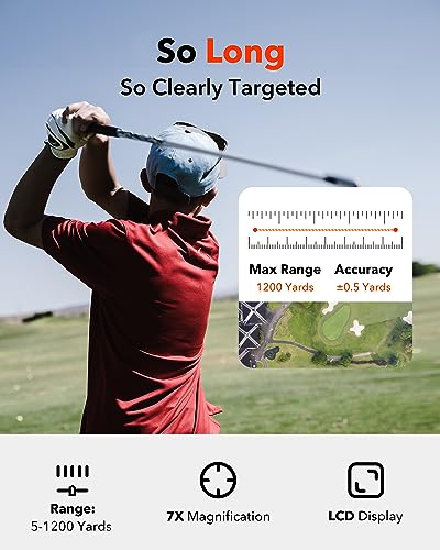 REDTIGER Golf Rangefinder with Slope, 1200 Yards Laser Range Finder Golfing, 7X Magnification, Flag Pole Locking Vibration
