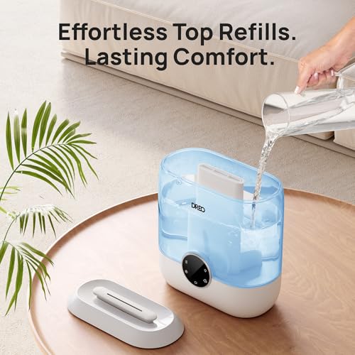 Dreo Humidifiers for Bedroom, Top Fill 4L Supersized Cool Mist Humidifier, 32H Runtime, 28 dB Quiet Ultrasonic Air Humidifier for Large Room, Plants