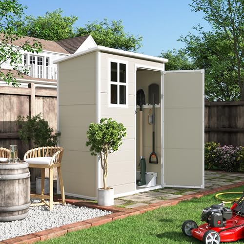UDPATIO Outdoor Resin Storage Shed 6x4.5 FT, Plastic Garden Shed for Bike, Garbage Can, Tool, Outside Sheds with Lockable Door for Backyard, Patio