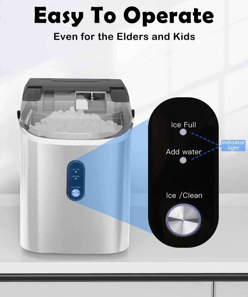 COWSAR 33lbs Countertop Nugget Ice Maker, Potable with Scoop,聽Soft Nugget Ice Ready in 10mins, Red