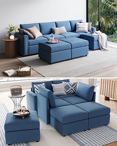 LINSY HOME Modular Sectional Sofa, Convertible U Shaped Sofa Couch with Storage, Memory Foam, Modular Sectionals with Ottomans