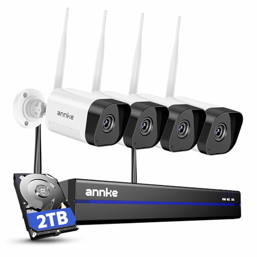 ANNKE Wireless Camera System, 16CH Expandable 4K Security NVR, 4Pcs 3MP Outdoor Cameras, 2-Way Audio, Dual-Band WiFi, Human Detection