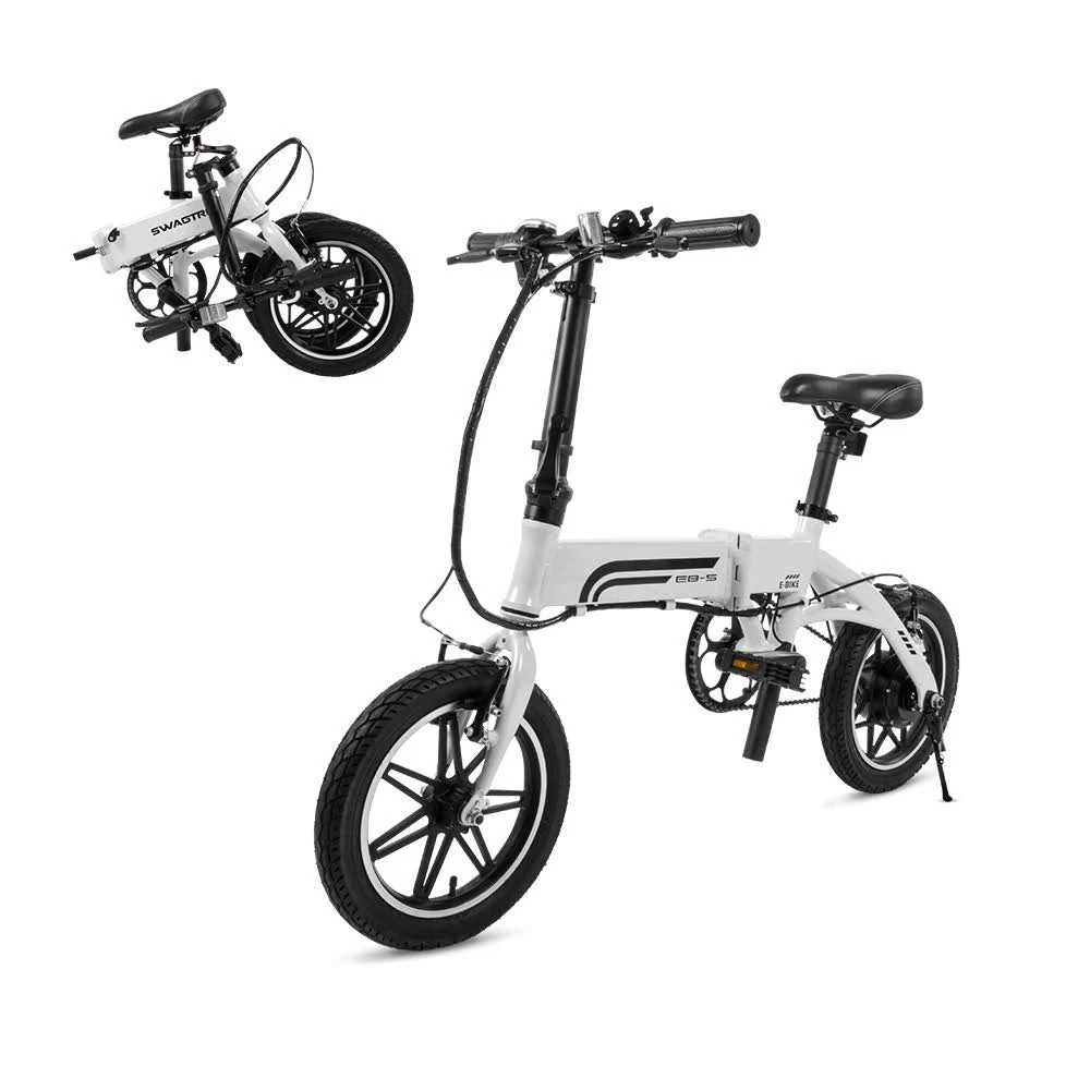 Swagtron SwagCycle EB-5 Lightweight and Aluminum Folding eBike, White