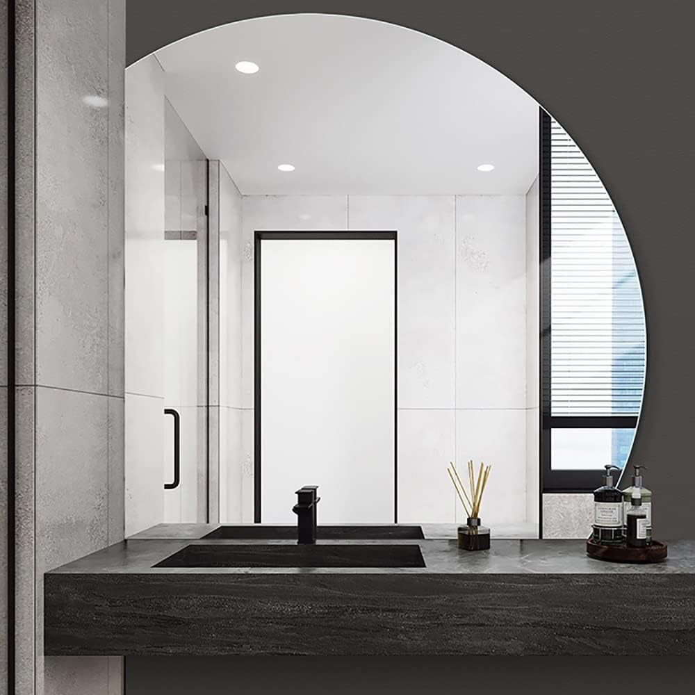 Bathroom Mirror Large Bathroom Mirror Half Circle Wall Mirror ? 100CM Fashion Vanity Mirror HD Entryways Decorative Mirror Explosion Proof Makeup