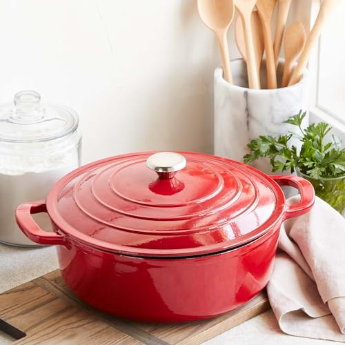 Sur La Table Enameled Cast Iron Round Wide Covered Dutch Oven, 7 qt, White