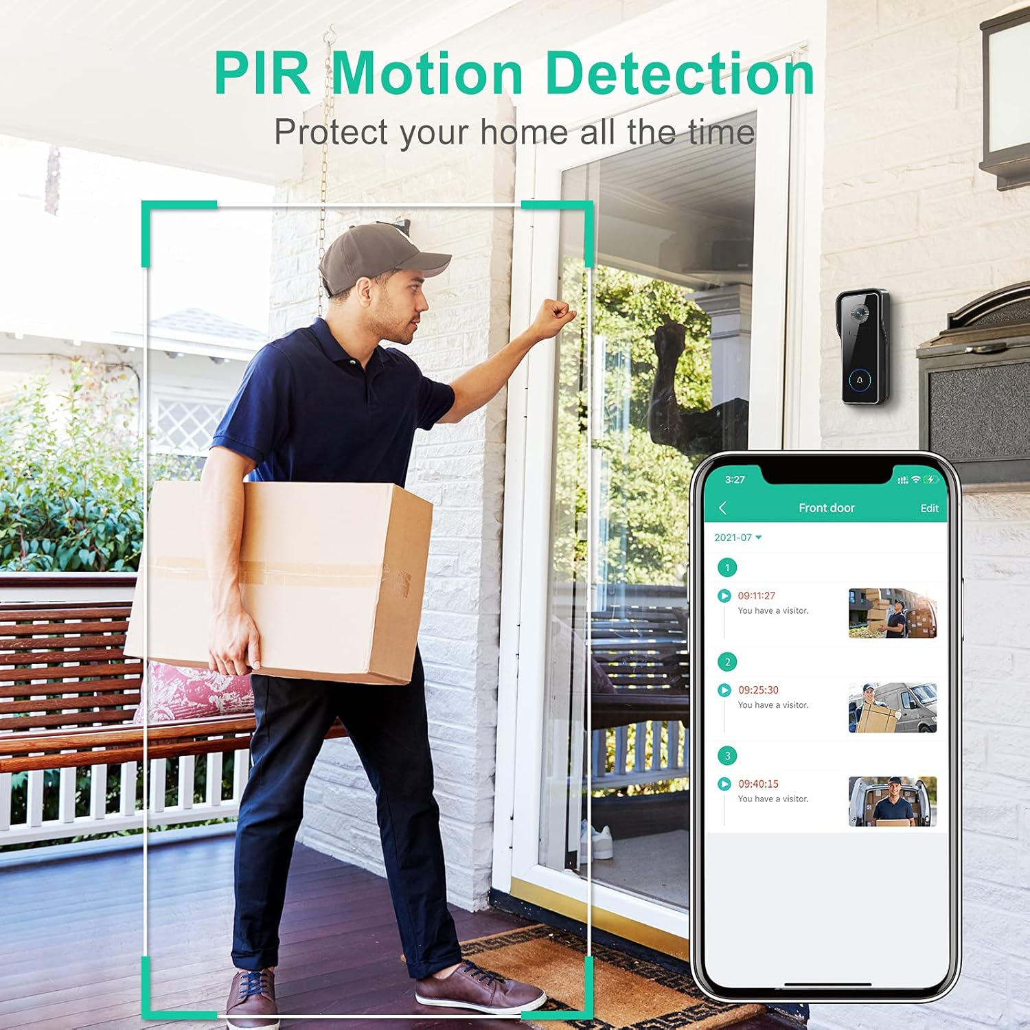 【2021 New】 WiFi Video Doorbell Camera, Morecam Wireless Doorbell Camera with Wireless Chime, 1080P HD, Motion Detection, Anti- Theft Alert