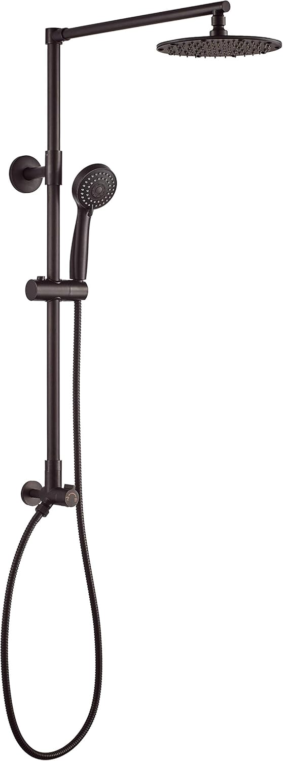 Polaris 3 Retrofit Rain Shower System, 3-Setting Handheld Shower Combo with Slide Bar, 8" Low Profile Shower Head