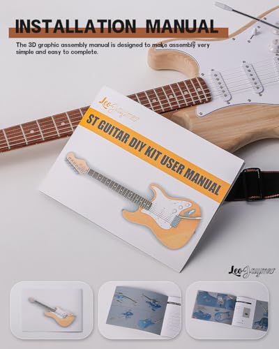Leo Jaymz DIY Single Cut Electric Guitar Kits with Mahogany Body and Neck - Rosewood Fingerboard and All Components Included (LP Hollow)