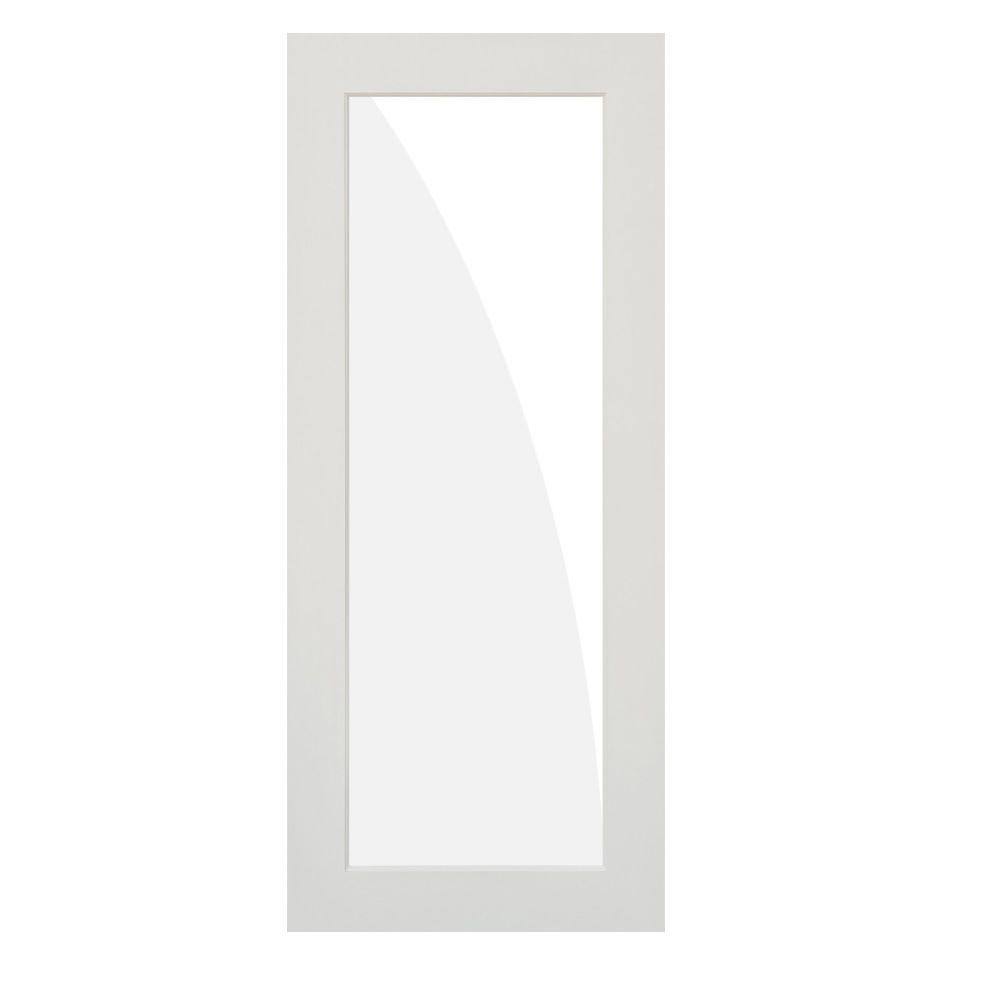 Krosswood Doors 30 in. x 80 in. 1-Lite Satin Etch Solid Core MDF Primed Interior Door Slab