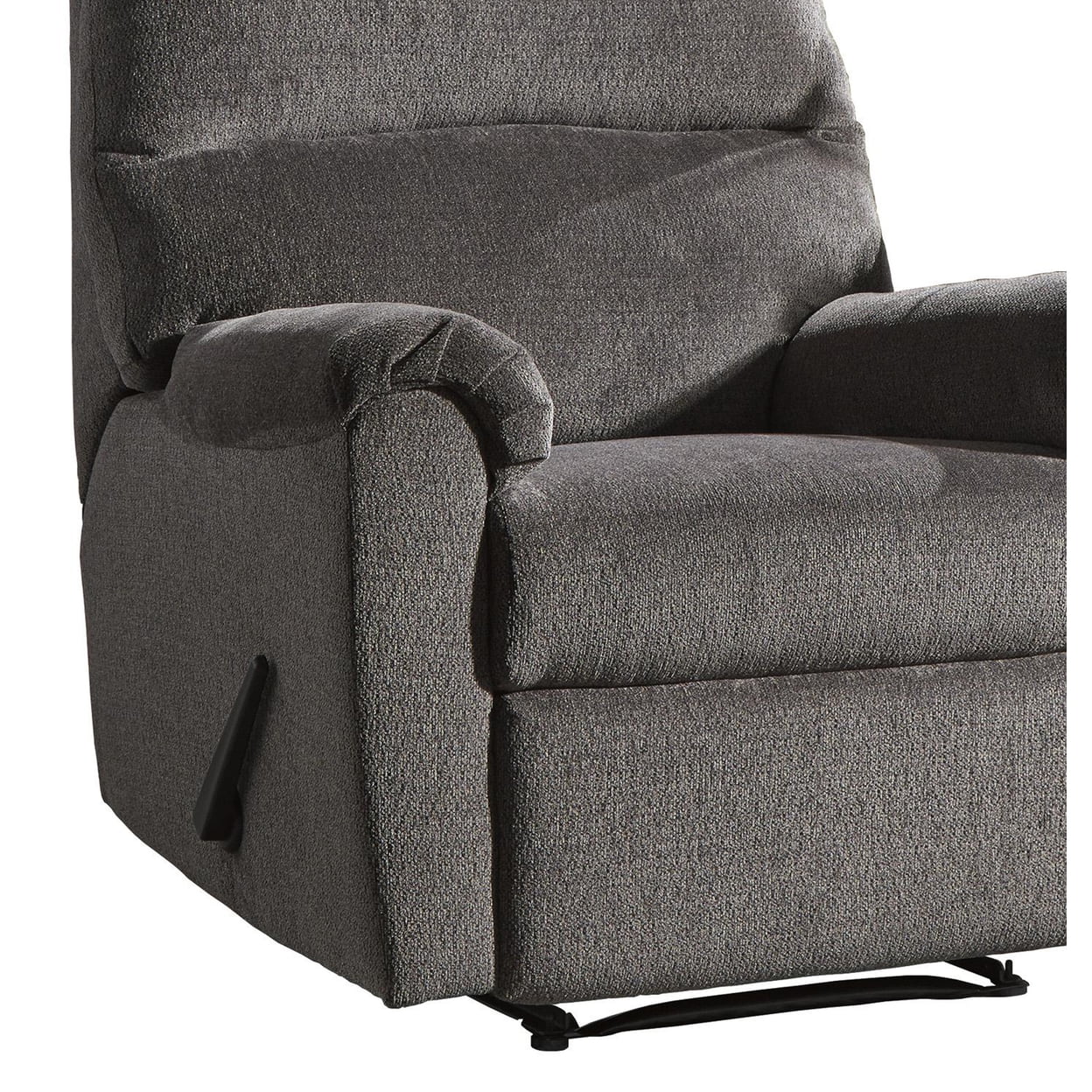 Fabric Upholstered Zero Wall Recliner with Pillow Top Armrests Gray- Saltoro Sherpi