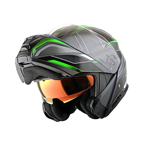 Martian Motorcycle Modular Full Face Helmet Flip up Dual Visor Sun Shield: HG362 Matt Black